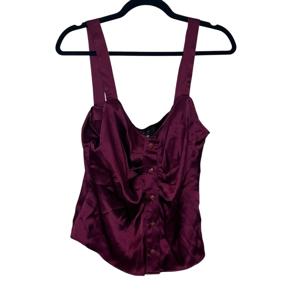 NWT ABS Allen Schwartz 100% Silk Y2K Button Down Tank Womens Large